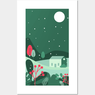 Snow landscape Posters and Art